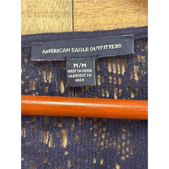 American Eagle Outfitters Womens Navy Blue Lace Bell Sleeve Dress M/M - Picture 3 of 5